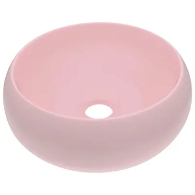 vidaXL Razkošen umivalnik okrogel mat roza 40x15 cm keramičen