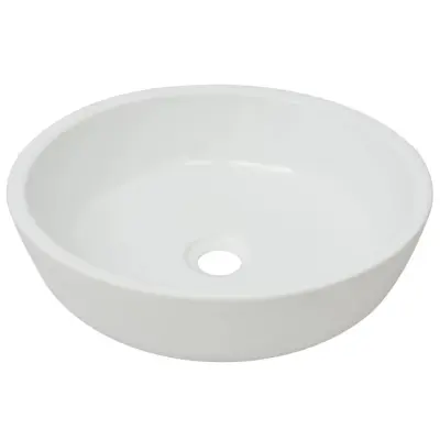 vidaXL Umivalnik Okrogel Keramičen Bele Barve 42x12 cm
