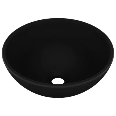 vidaXL Razkošen umivalnik okrogel mat črn 32,5x14 cm keramičen