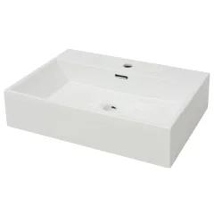 vidaXL Umivalnik z odprtino za armaturo bela keramika 60,5x42,5x14,5cm