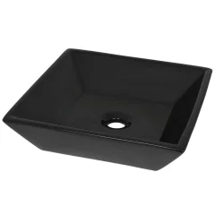 vidaXL Keramični umivalnik kvadratne oblike črne barve 41,5x41,5x12 cm