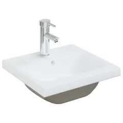 vidaXL Vgradni umivalnik s pipo 42x39x18 cm keramičen bel