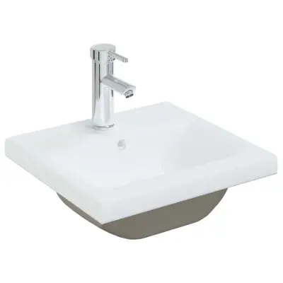 vidaXL Vgradni umivalnik s pipo 42x39x18 cm keramičen bel