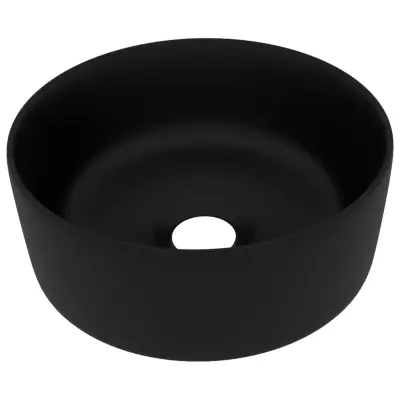 vidaXL Razkošen umivalnik okrogel mat črn 40x15 cm keramičen