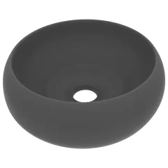 vidaXL Razkošen umivalnik okrogel mat temno siv 40x15 cm keramičen