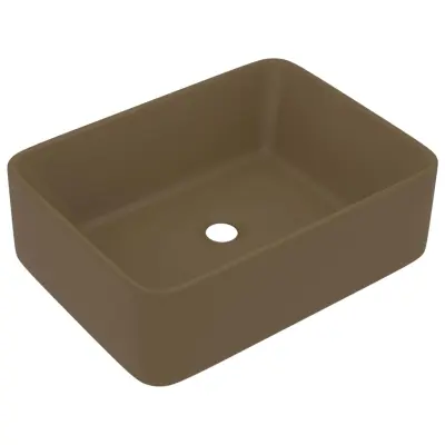 vidaXL Razkošen umivalnik mat krem 41x30x12 cm keramičen