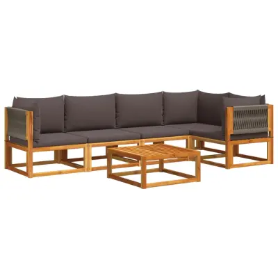 vidaXL Vrtna sedežna garnitura 6-delna z blazinami trden akacijev les