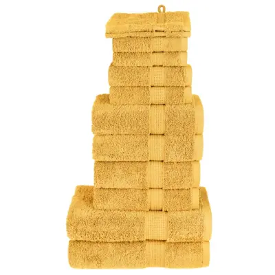 vidaXL Komplet brisač iz bombaža 12-delni SOLUND zlata 600 gsm