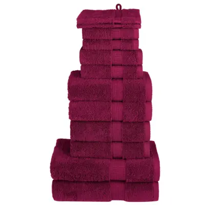 vidaXL Komplet brisač iz bombaža 12-delni SOLUND bordo 600 gsm