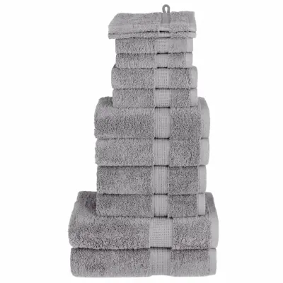 vidaXL Komplet brisač iz bombaža 12-delni SOLUND siva 600 gsm