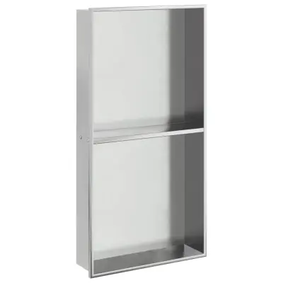 vidaXL Niša za tuš kabino brušeno srebro 32x62x9 cm nerjaveče jeklo