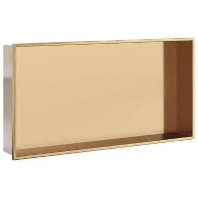 vidaXL Niša za tuš kabino brušeno zlato 62x32x9 cm nerjaveče jeklo