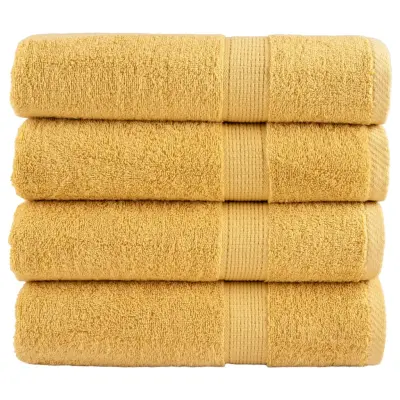 vidaXL Premium kopalne brisače SOLUND 4 kosi zlata 100x150 cm 600 gsm