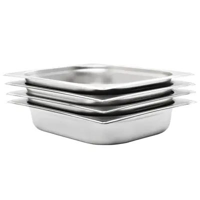 vidaXL Gastronomske posode 4 kosi GN 1/2 65 mm nerjaveče jeklo