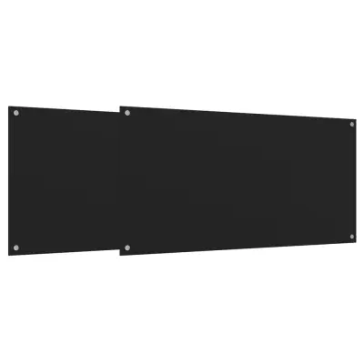 vidaXL Kuhinjska zaščitna obloga 2 kosa črna 80x40 cm kaljeno steklo