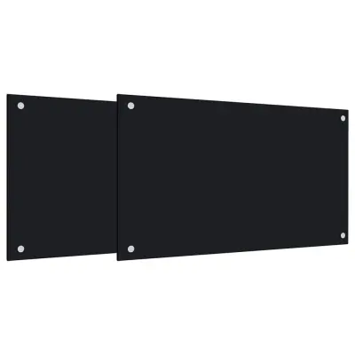 vidaXL Kuhinjska zaščitna obloga 2 kosa črna 70x50 cm kaljeno steklo