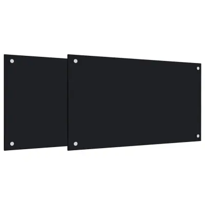 vidaXL Kuhinjska zaščitna obloga 2 kosa črna 70x40 cm kaljeno steklo