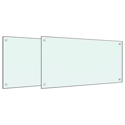 vidaXL Kuhinjska zaščitna obloga 2 kosa bela 80x50 cm kaljeno steklo