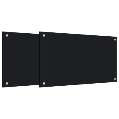 vidaXL Kuhinjska zaščitna obloga 2 kosa črna 70x60 cm kaljeno steklo