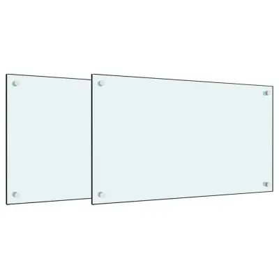 vidaXL Kuhinjska zaščitna obloga 2 kosa bela 70x40 cm kaljeno steklo