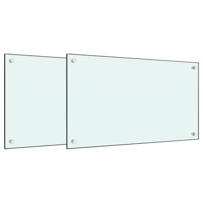 vidaXL Kuhinjska zaščitna obloga 2 kosa bela 70x60 cm kaljeno steklo