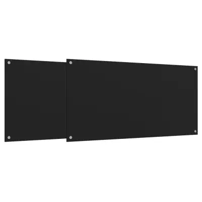 vidaXL Kuhinjska zaščitna obloga 2 kosa črna 80x60 cm kaljeno steklo