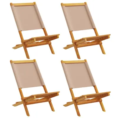 vidaXL Zložljivi vrtni stoli 4 kosi taupe blago in trden les