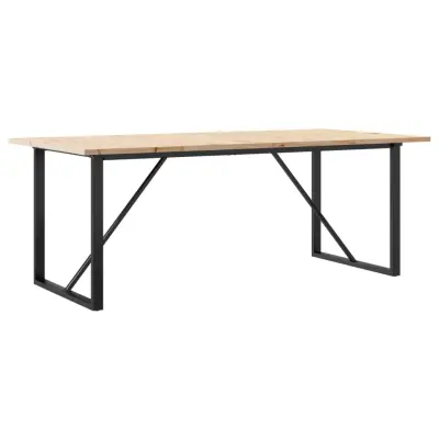 vidaXL Jedilna miza O okvir 200x100x75,5 cm trdna borovina jeklo