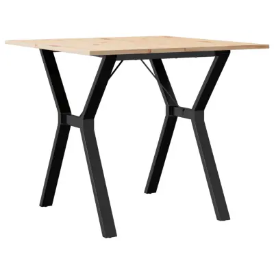 vidaXL Jedilna miza Y okvir 90x90x75 cm trdna borovina jeklo