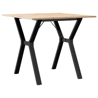 vidaXL Jedilna miza Y okvir 80x80x75 cm trdna borovina jeklo