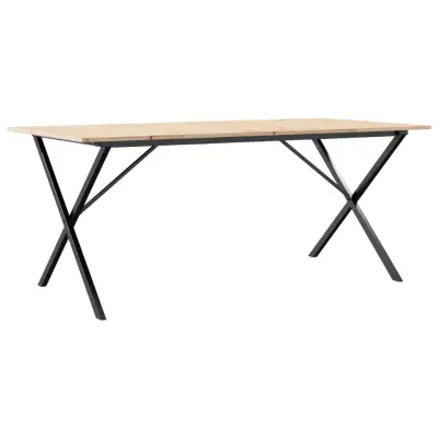 vidaXL Jedilna miza X okvir 180x90x75 cm trdna borovina jeklo