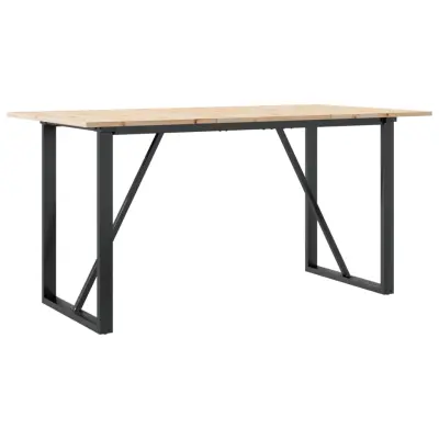 vidaXL Jedilna miza O okvir 140x80x75 cm trdna borovina jeklo