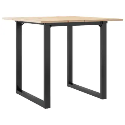 vidaXL Jedilna miza O okvir 90x90x75 cm trdna borovina jeklo