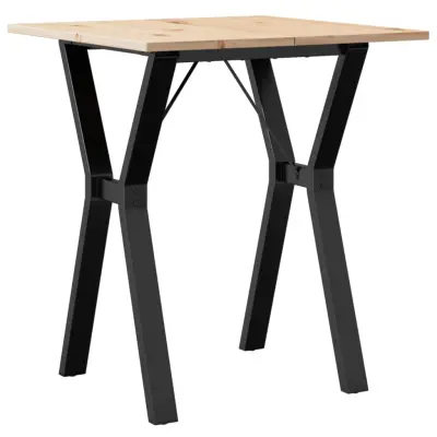 vidaXL Jedilna miza Y okvir 60x60x75 cm trdna borovina jeklo