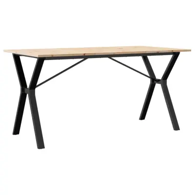 vidaXL Jedilna miza Y okvir 140x80x75 cm trdna borovina jeklo