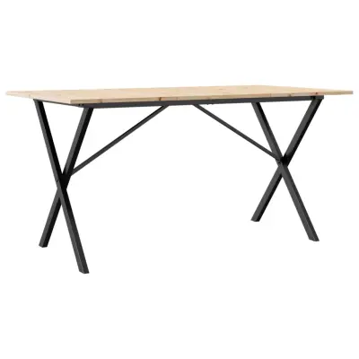 vidaXL Jedilna miza X okvir 140x80x75 cm trdna borovina jeklo