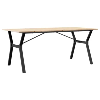 vidaXL Jedilna miza Y okvir 180x90x75 cm trdna borovina jeklo