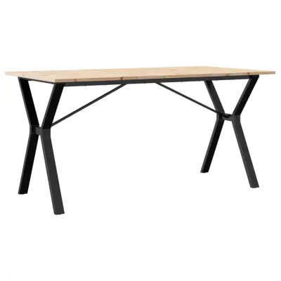 vidaXL Jedilna miza Y okvir 160x80x75 cm trdna borovina jeklo