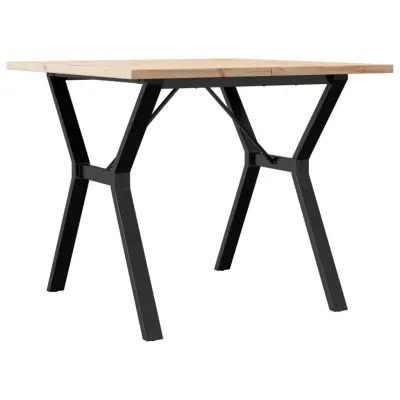 vidaXL Jedilna miza Y okvir 90x90x75,5 cm trdna borovina jeklo