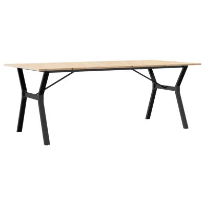 vidaXL Jedilna miza Y okvir 200x100x75 cm trdna borovina jeklo