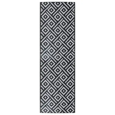 vidaXL Zunanja preproga ARAKIL Bela in črna 80x250 cm PP
