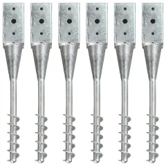 vidaXL Talne konice 6 kosov srebrne 7x7x56 cm pocinkano jeklo