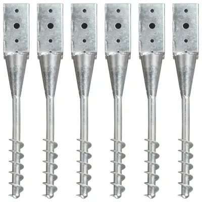 vidaXL Talne konice 6 kosov srebrne 7x7x56 cm pocinkano jeklo