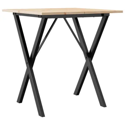 vidaXL Jedilna miza X okvir 70x70x75 cm trdna borovina jeklo
