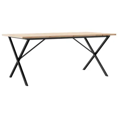 vidaXL Jedilna miza X okvir 180x90x75,5 cm trdna borovina jeklo