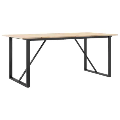 vidaXL Jedilna miza O okvir 180x90x75 cm trdna borovina jeklo