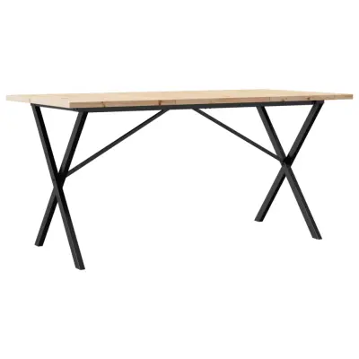 vidaXL Jedilna miza X okvir 140x80x75,5 cm trdna borovina jeklo