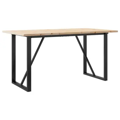 vidaXL Jedilna miza O okvir 160x80x75,5 cm trdna borovina jeklo