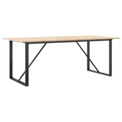 vidaXL Jedilna miza O okvir 200x100x75 cm trdna borovina jeklo