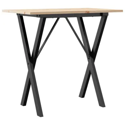 vidaXL Jedilna miza X okvir 80x50x75 cm trdna borovina jeklo